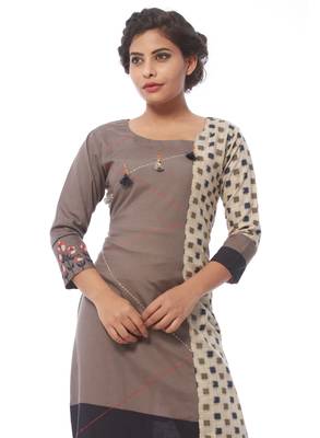Grey printed rayon kurti 4