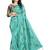 Turquoise embroidered art silk saree with blouse