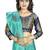 Turquoise embroidered art silk saree with blouse