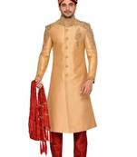 Gold Jharna Silk Wedding Sherwani