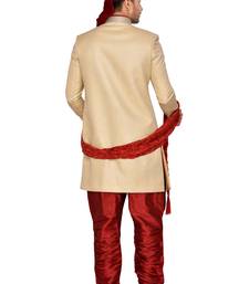 Gold  Linen Jute Wedding Sherwani