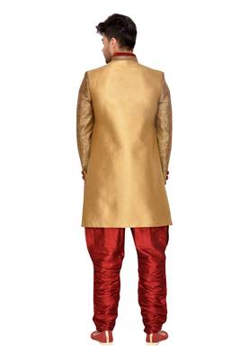 Gold Brocket Wedding Sherwani 2