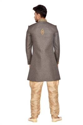 Grey  Jute Wedding Sherwani 2
