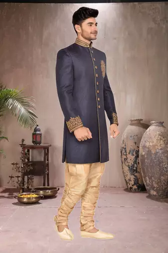Grey Jute Wedding Sherwani