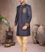 Grey Jute Wedding Sherwani