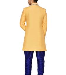 Yellow Jharna Silk Wedding Sherwani