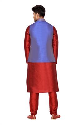 Purple Jacket Art Silk Kurta Pajama 2