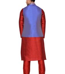 Purple Jacket Art Silk Kurta Pajama