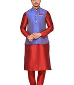 Purple Jacket Art Silk Kurta Pajama