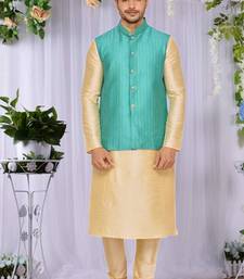 Pista Jacket Art Silk Kurta Pajama