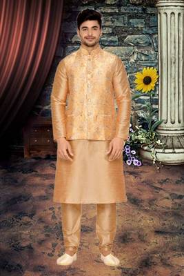 Gold Jacket Brocket Kurta Pajama 2