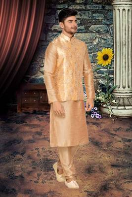 Gold Jacket Brocket Kurta Pajama 3