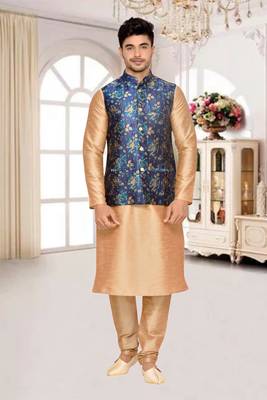 Grey Jacket Brocket Kurta Pajama 2
