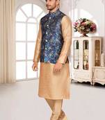 Grey Jacket Brocket Kurta Pajama