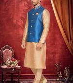 Rama Green Jacket Art Silk Kurta Pajama