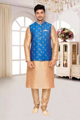Rama Green Jacket Brocket Kurta Pajama 2