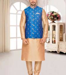 Rama Green Jacket Brocket Kurta Pajama