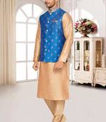 Rama Green Jacket Brocket Kurta Pajama