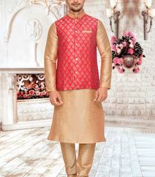 Red Jacket Brocket Kurta Pajama