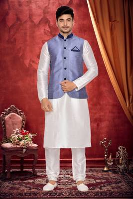 Grey Kurta Art Silk Kurta Pajama 2
