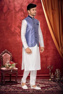 Grey Kurta Art Silk Kurta Pajama 3