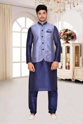 Grey Kurta  Art Silk Kurta Pajama 2