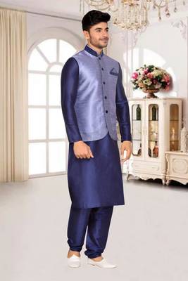 Grey Kurta  Art Silk Kurta Pajama 3