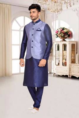 Grey Kurta  Art Silk Kurta Pajama 1