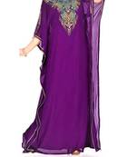 purple georgette Islamic farasha with zari and stone work