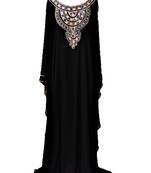 black georgette Islamic farasha with zari and stone work