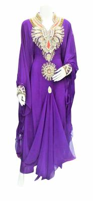 purple georgette Islamic farasha with zari and stone work 1