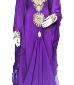 purple georgette Islamic farasha with zari and stone work
