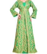 sea green georgette Islamic kaftan with zari and stone work