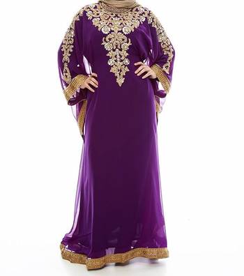 purple georgette Islamic farasha with zari and stone work 1