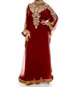 red georgette Islamic farasha with zari and stone work