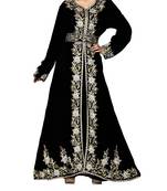 black georgette Islamic kaftan with zari and stone work