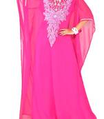 pink georgette Islamic farasha with zari and stone work