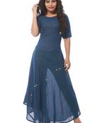 Blue plain cotton silk kurti