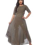 Grey plain cotton silk kurti