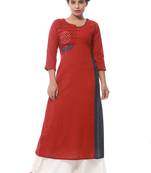 Red plain cotton kurti