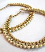 Golden Round  Shape Diamond Pearl Anklet