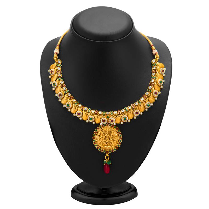 Divine Gold Plated Temple Jewellery Necklace Set for Women