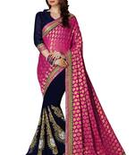 Pink embroidered georgette saree with blouse