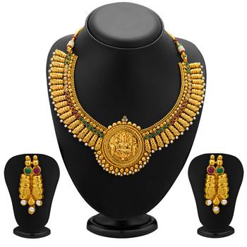 Designer Gold Plated Temple Jewellery Necklace Set for Women 1