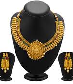 Designer Gold Plated Temple Jewellery Necklace Set for Women