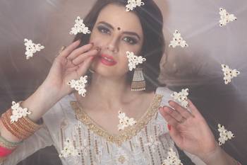 White embroidered georgette saree with blouse 5