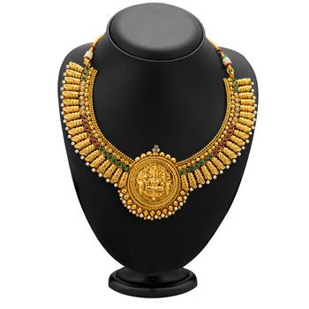 Designer Gold Plated Temple Jewellery Necklace Set for Women 2