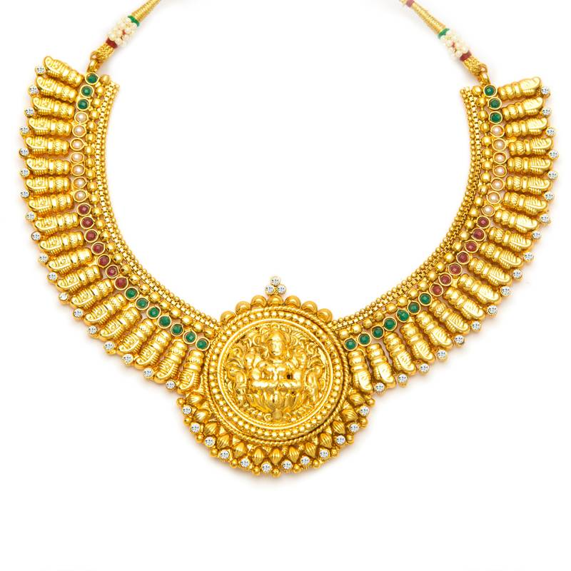 Designer Gold Plated Temple Jewellery Necklace Set for Women