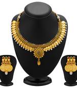 Eye-Catchy Gold Plated Temple Jewellery Coin Necklace Set for Women