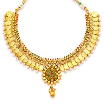 Eye-Catchy Gold Plated Temple Jewellery Coin Necklace Set for Women 5